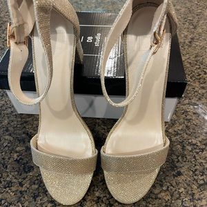 New David’s Bridal Arya Gold Heels